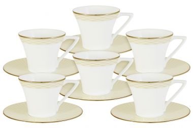 Кофейный набор Бриз Голд: 6 чашек + 6 блюдец