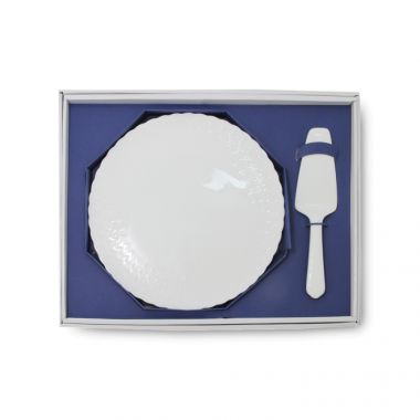 Набор для торта Шелк, блюдо, диаметр: 30 см + лопатка, материал: фарфор, N