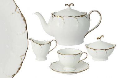 Чайный сервиз из 17 предметов на 6 персон Белый с золотом